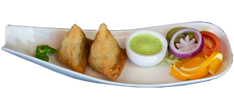 Crispy samosas with chutney and salad